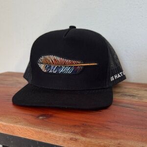Southern String Hat Co Feather Design Black